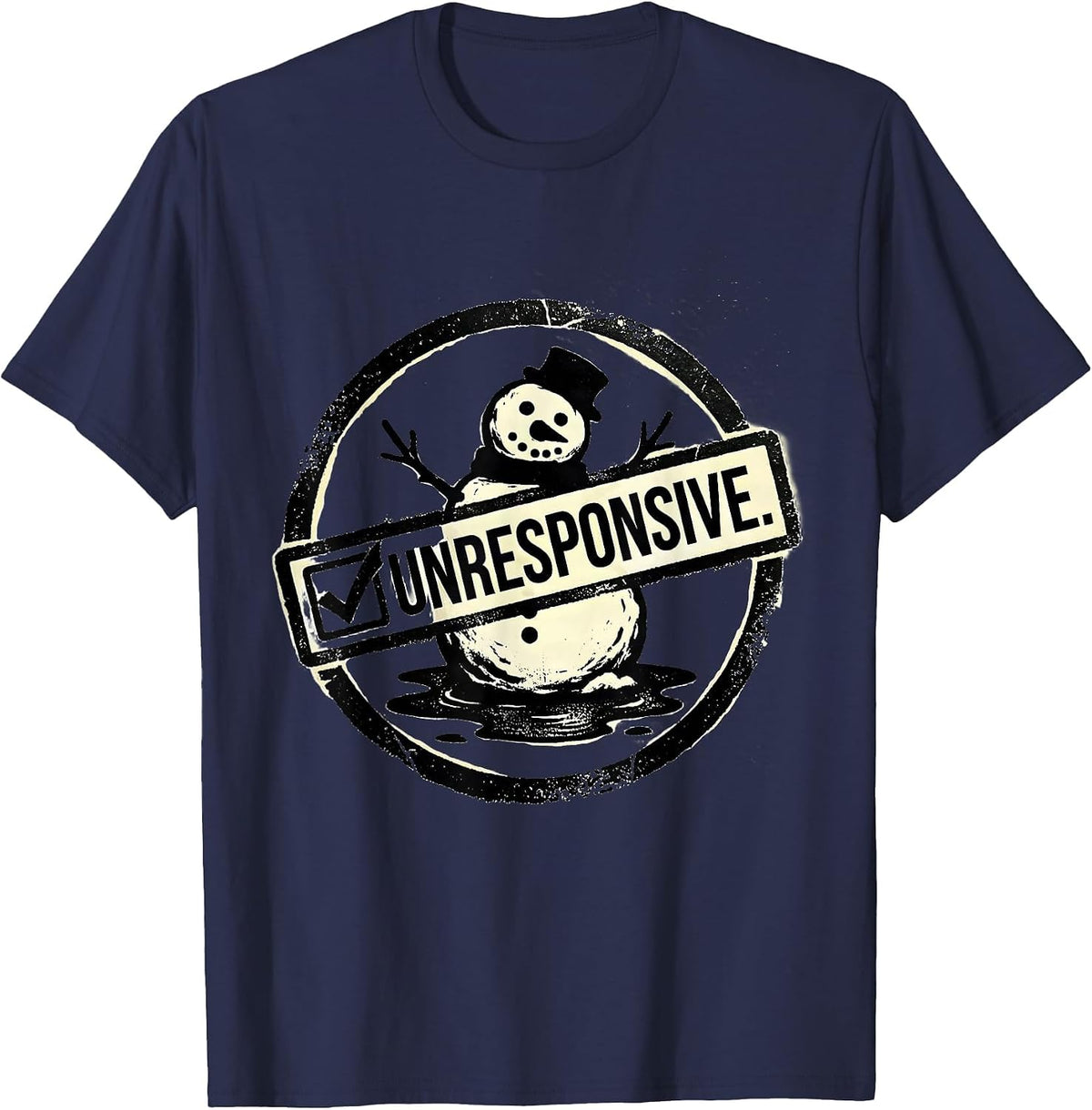 Unresponsive Rubber Stamp Funny Nurse Christmas Medical T-Shirt - Navy Blue