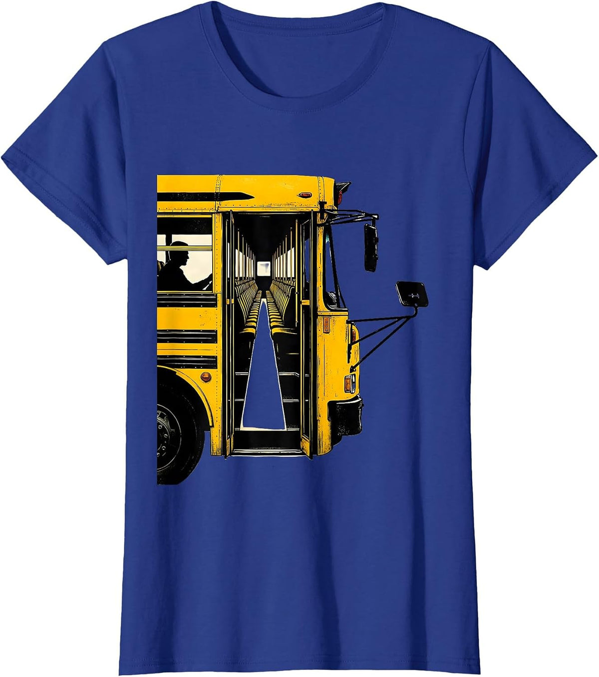 Women's School Bus Driver Appreciation Stencil Graphic Humor T-Shirt - Royal Blue