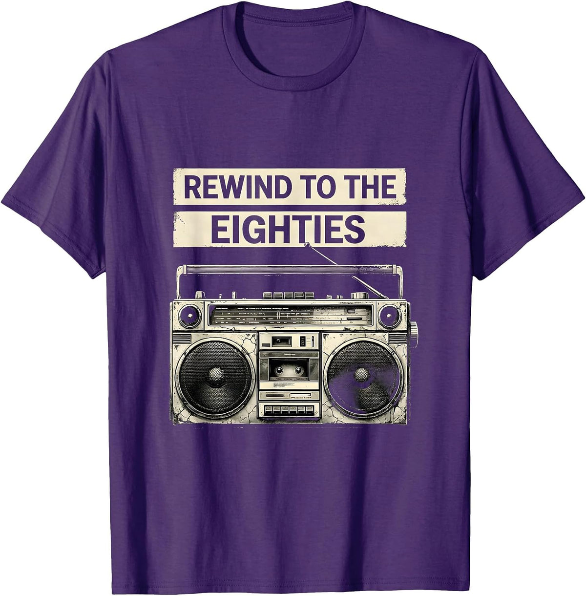 Men's Rewind to the Eighties Retro 80s Design T-Shirt - Purple