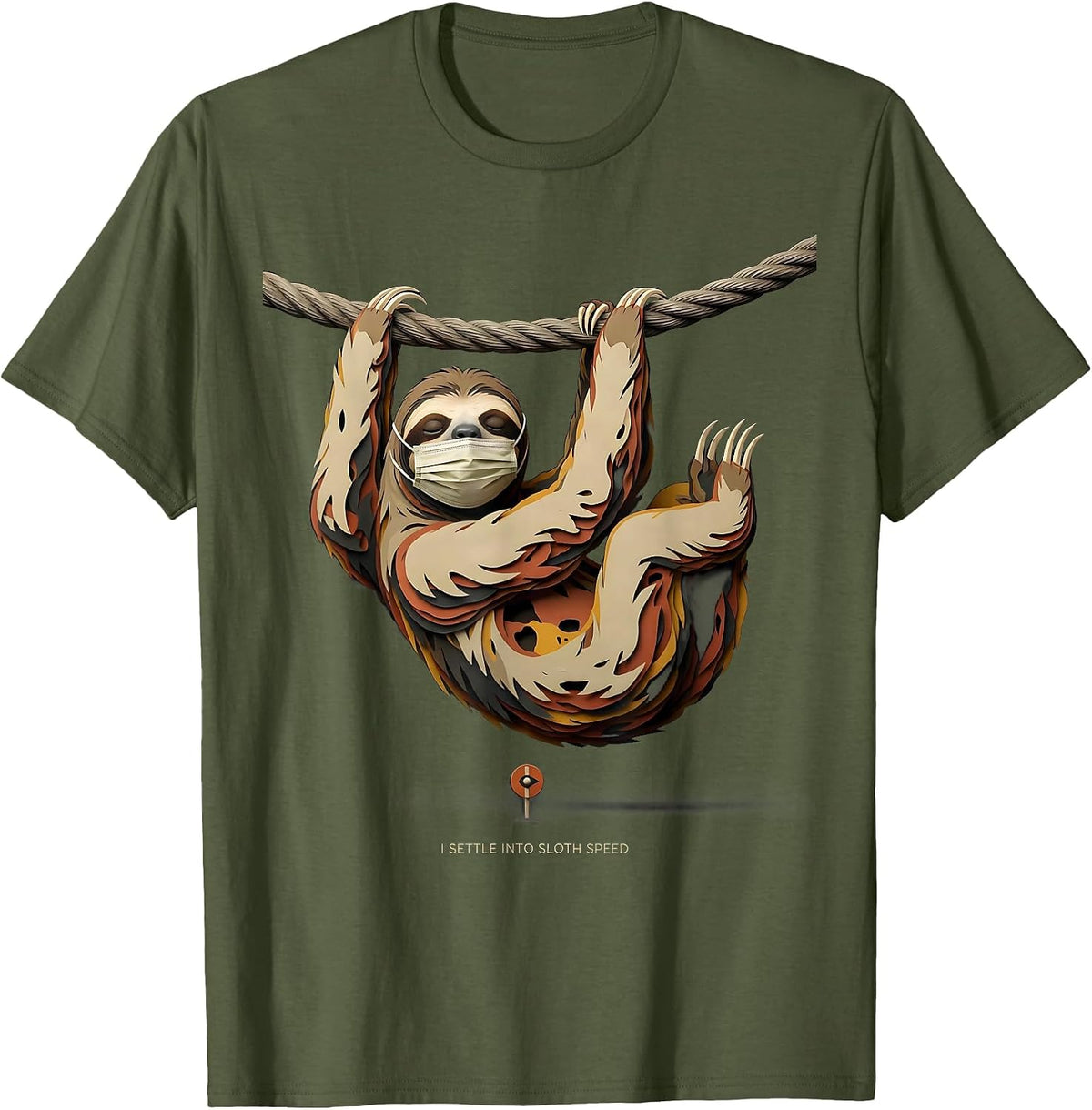 I Settle Into Sloth Speed Funny Sloth Lover Animal Humor T-Shirt - Olive Green