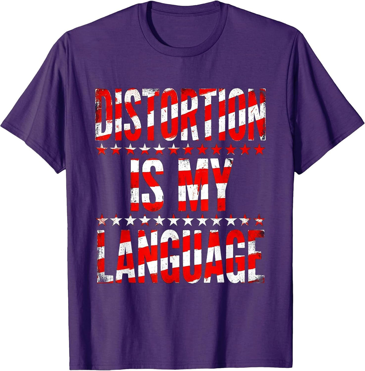 Distortion Is My Language Punk Rock Design T-Shirt - Purple