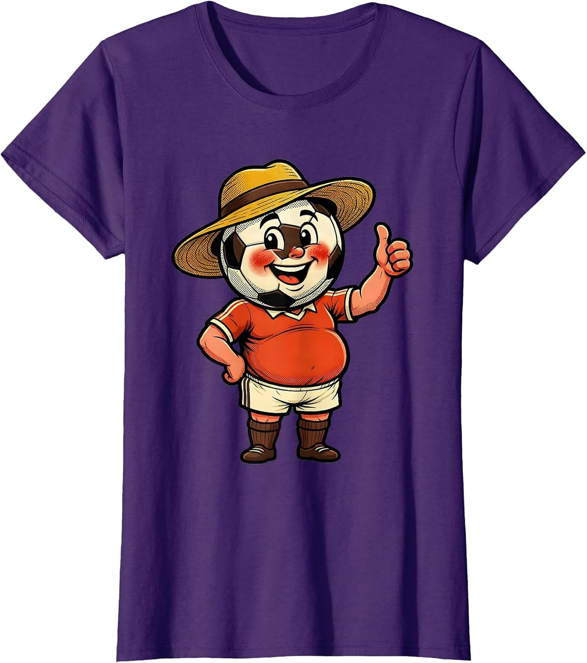 Women's Soccer Dad Sunburned Wide Brim Hat Illustration T-Shirt - Purple