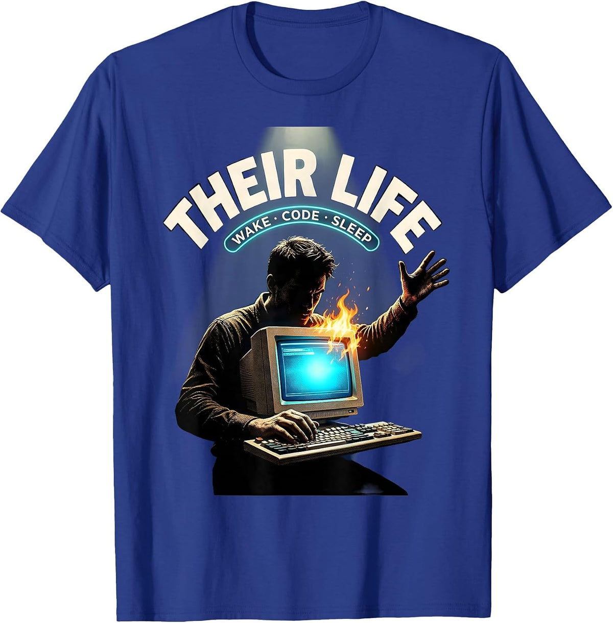 Their Life Wake Code Sleep Funny Programmer Humor T-Shirt - Royal Blue