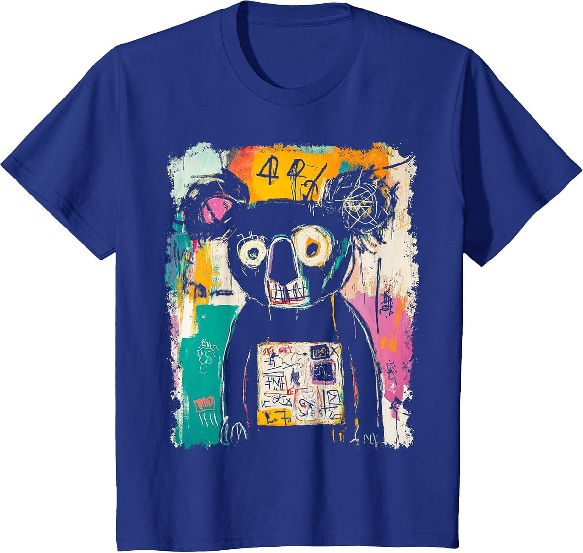 Animal Pop Art Design with A Koala On It Men's Graffiti T-Shirt - Royal Blue