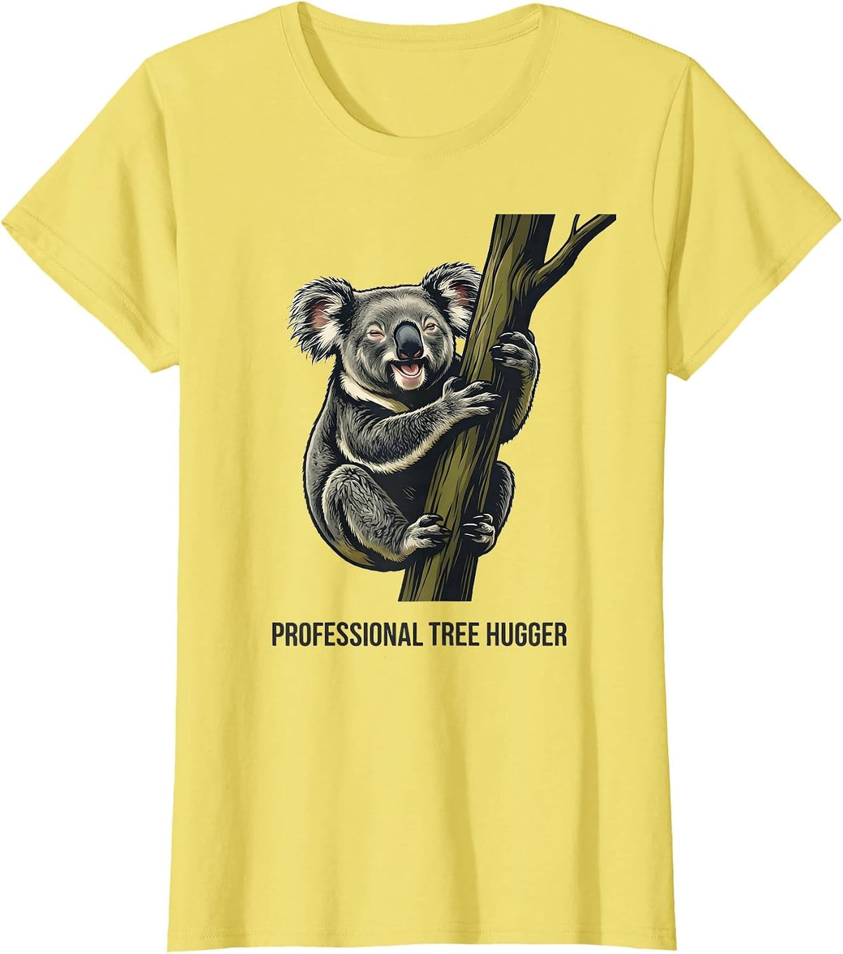 Professional Tree Hugger Funny Koala Lover Animal Humor T-Shirt - Lemon Yellow