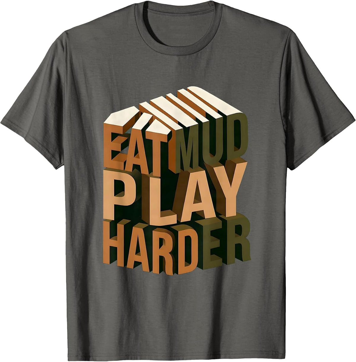 Men's Eat Mud Play Harder Rugby Graphic Design T-Shirt - Asphalt Grey