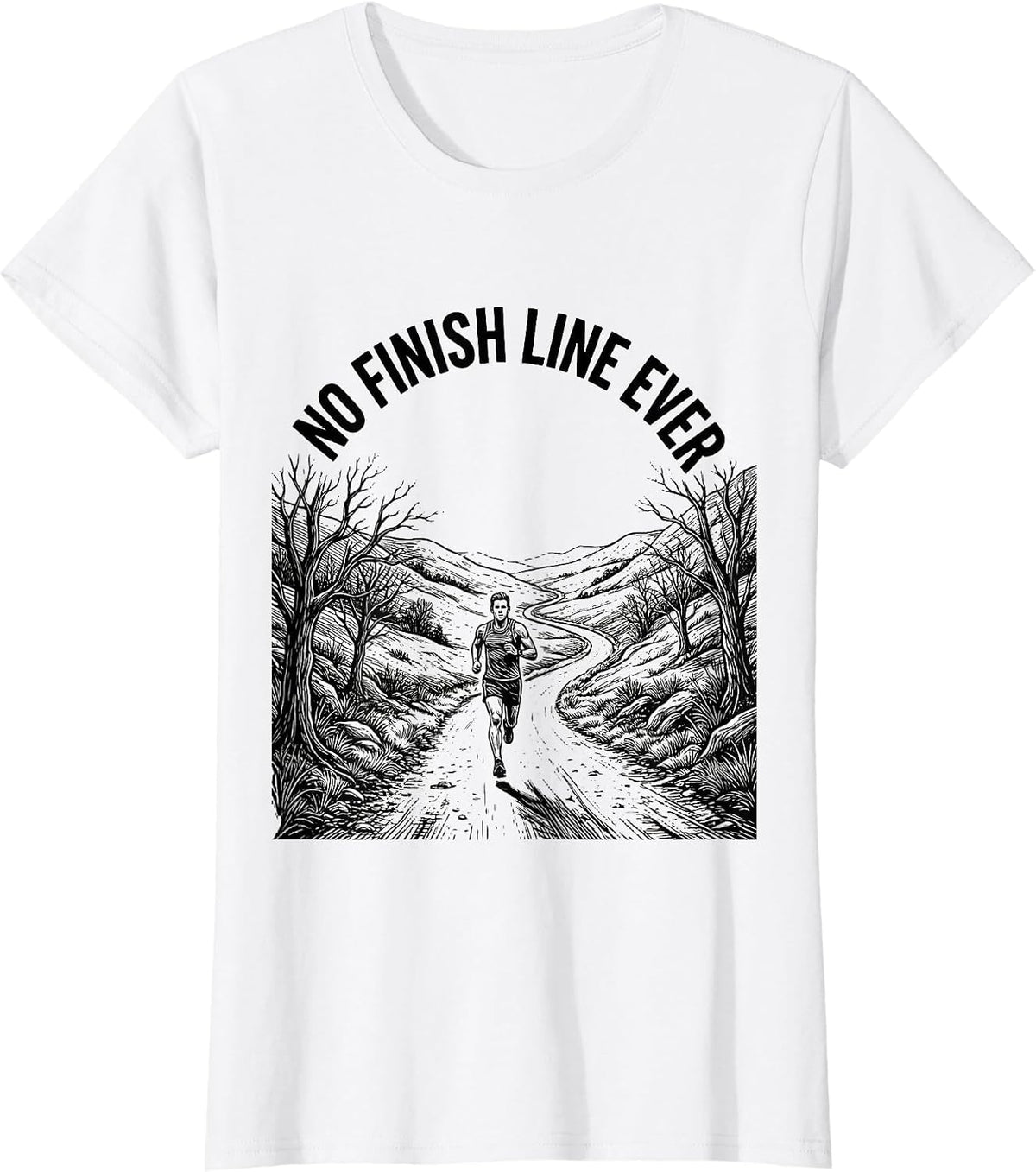 No Finish Line Ever Cross Country Runner Design T-Shirt - White