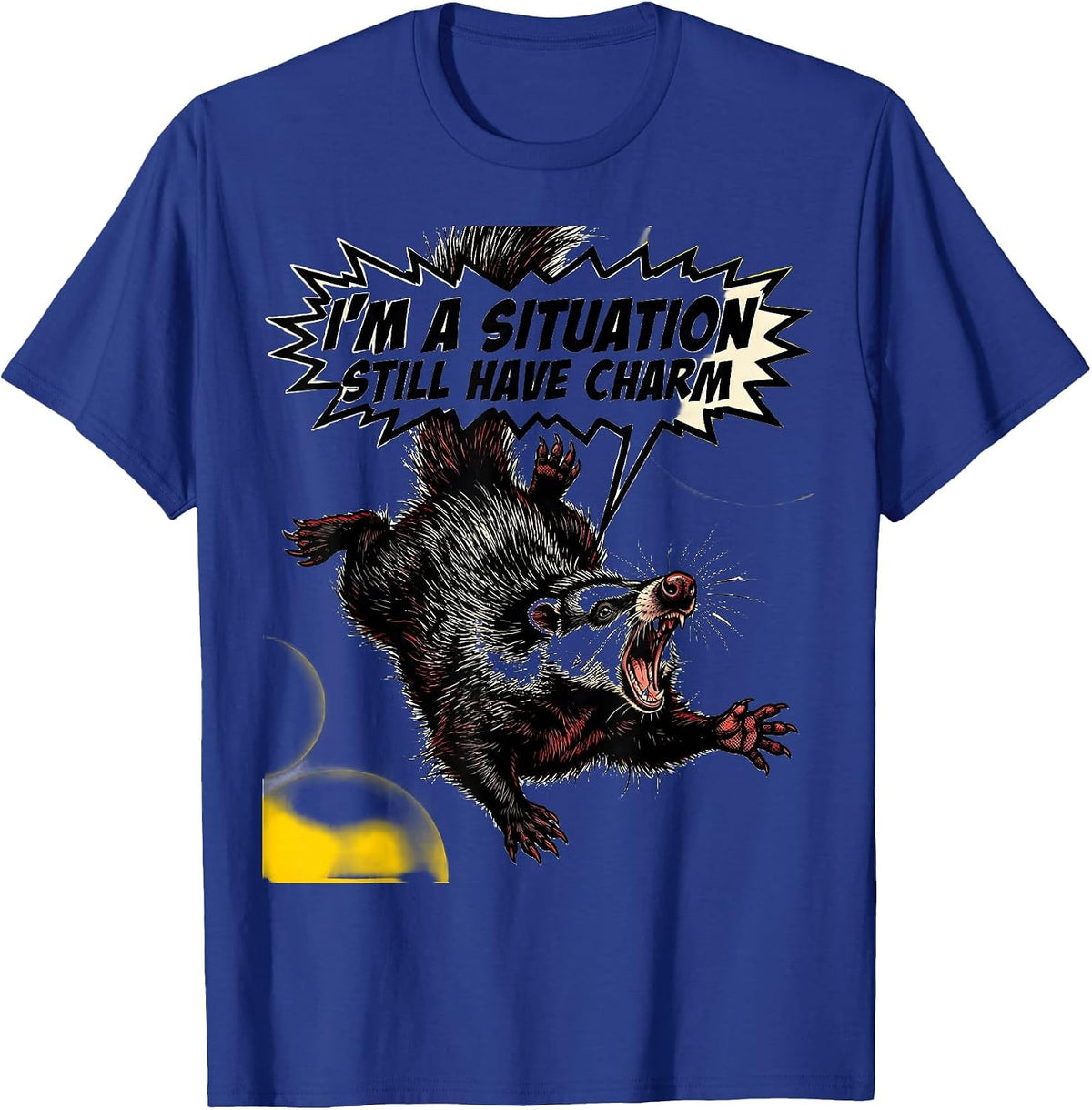 I'm A Situation, Still Have Charm Funny Opossum Meme Animal T-Shirt - Royal Blue