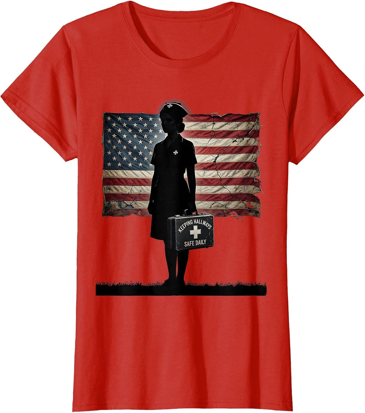 Keeping Hallways Safe Daily School Nurse Design T-Shirt - Red