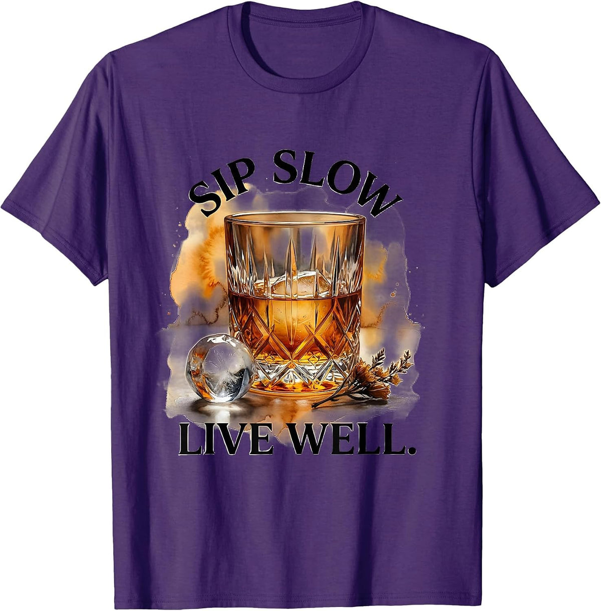 Sip Slow Live Well Whiskey Lover Design T-Shirt - Purple