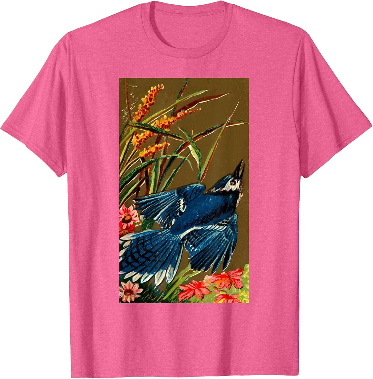 Vintage Blue Jay Shirt, Birdwatching, Bird Lover Shirt T-Shirt - Pink Heather