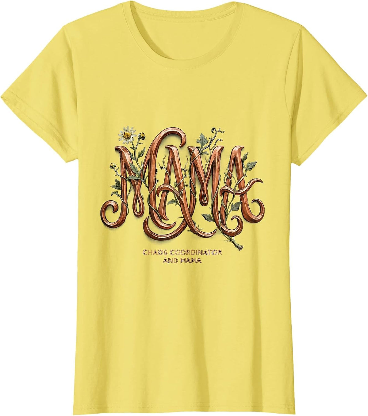 Chaos Coordinator And Mama Graphic Design T-Shirt - Lemon Yellow