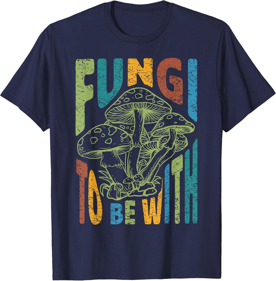 Fungi to Be with, Funny Pun, Morel Mushroom for Men Women T-Shirt - Navy Blue