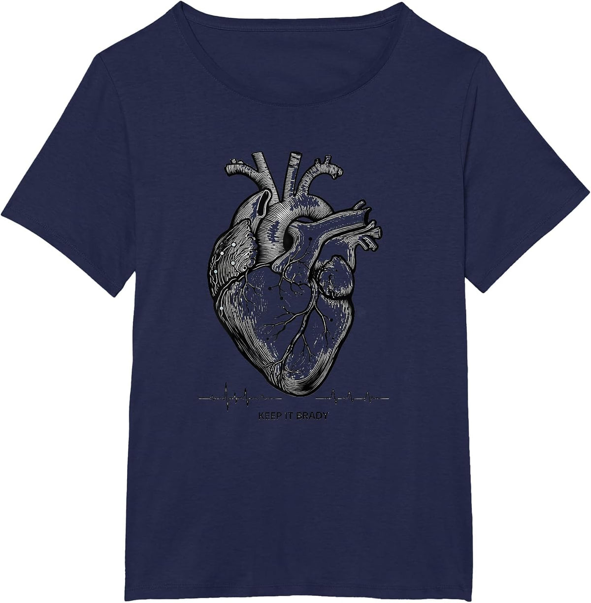 Women's Keep It Brady Cardiac Nurse Anatomy Conduction Pathway T-Shirt - Navy Blue