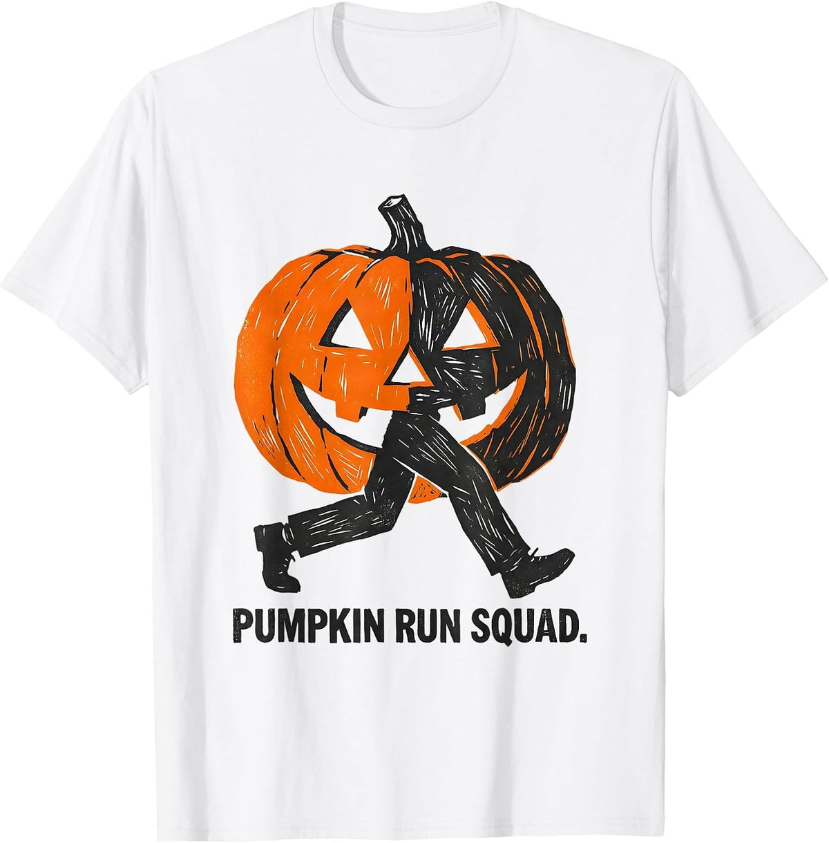 Men's Pumpkin Run Squad Funny Runner Costume Halloween Marathon T-Shirt - White