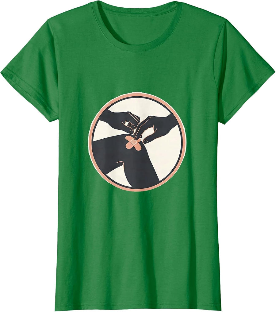 Women's Be Kind Compassion Graphic Tee Bandage Care Design T-Shirt - Kelly Green