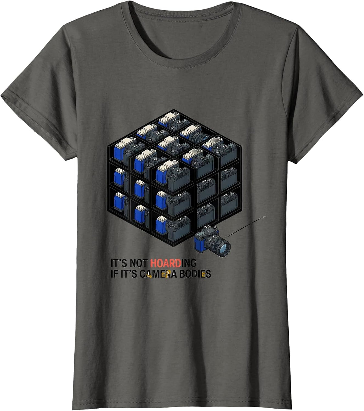 Women's It's Not Hoarding If It's Camera Bodies Photography T-Shirt - Asphalt Grey