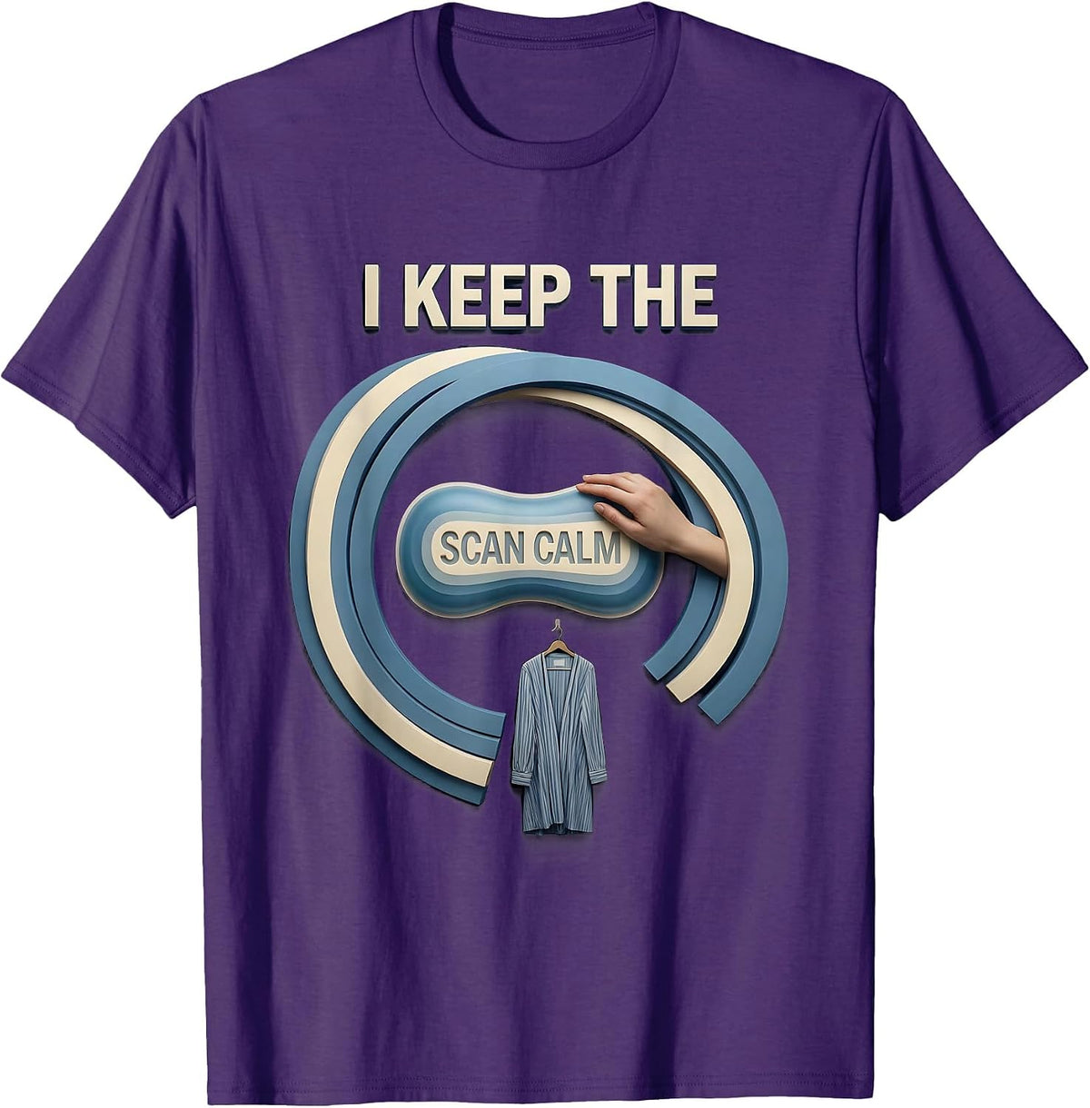 Men's I Keep The Scan Calm Disrupted Stripe Mammography Tech T-Shirt - Purple