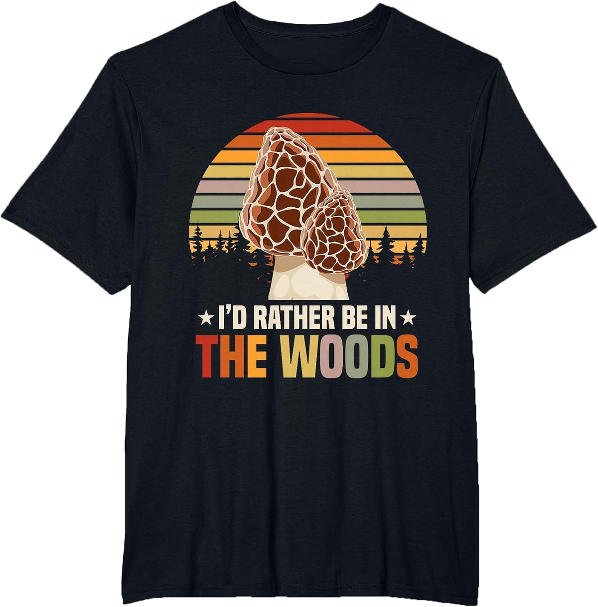 Funny Morel Mycology Mushrooms T-Shirt - Black