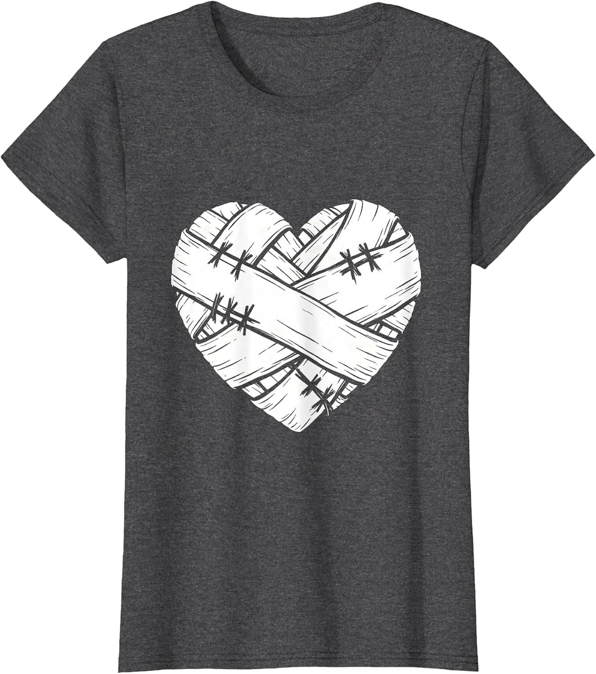 Women's Social Worker Healing Heart Bandage Graphic T-Shirt - Dark Heather Grey