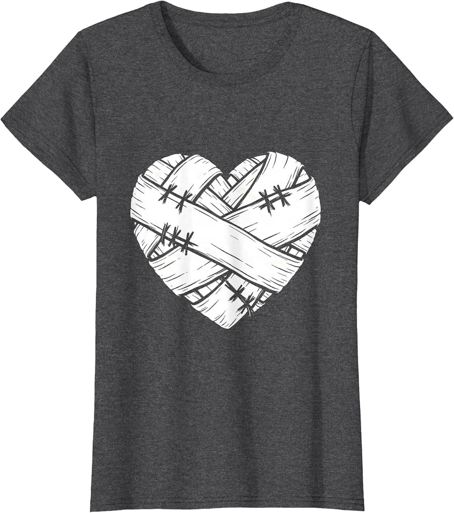 Women's Social Worker Healing Heart Bandage Graphic T-Shirt - Dark Heather Grey