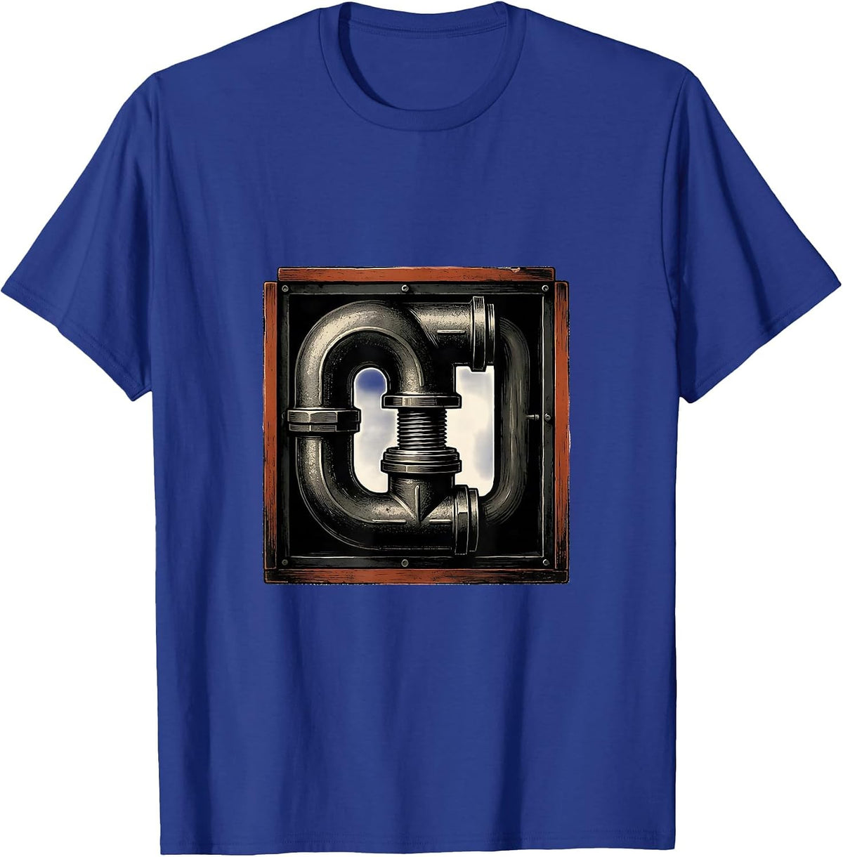 P-Trap Union Wood Type Letterpress Funny Plumber Gift T-Shirt - Royal Blue