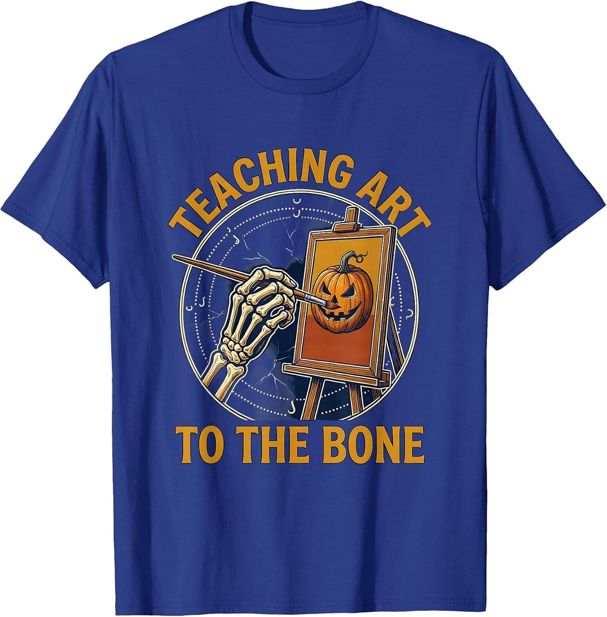 Men's Teaching Art to the Bone Halloween Teacher Design T-Shirt - Royal Blue