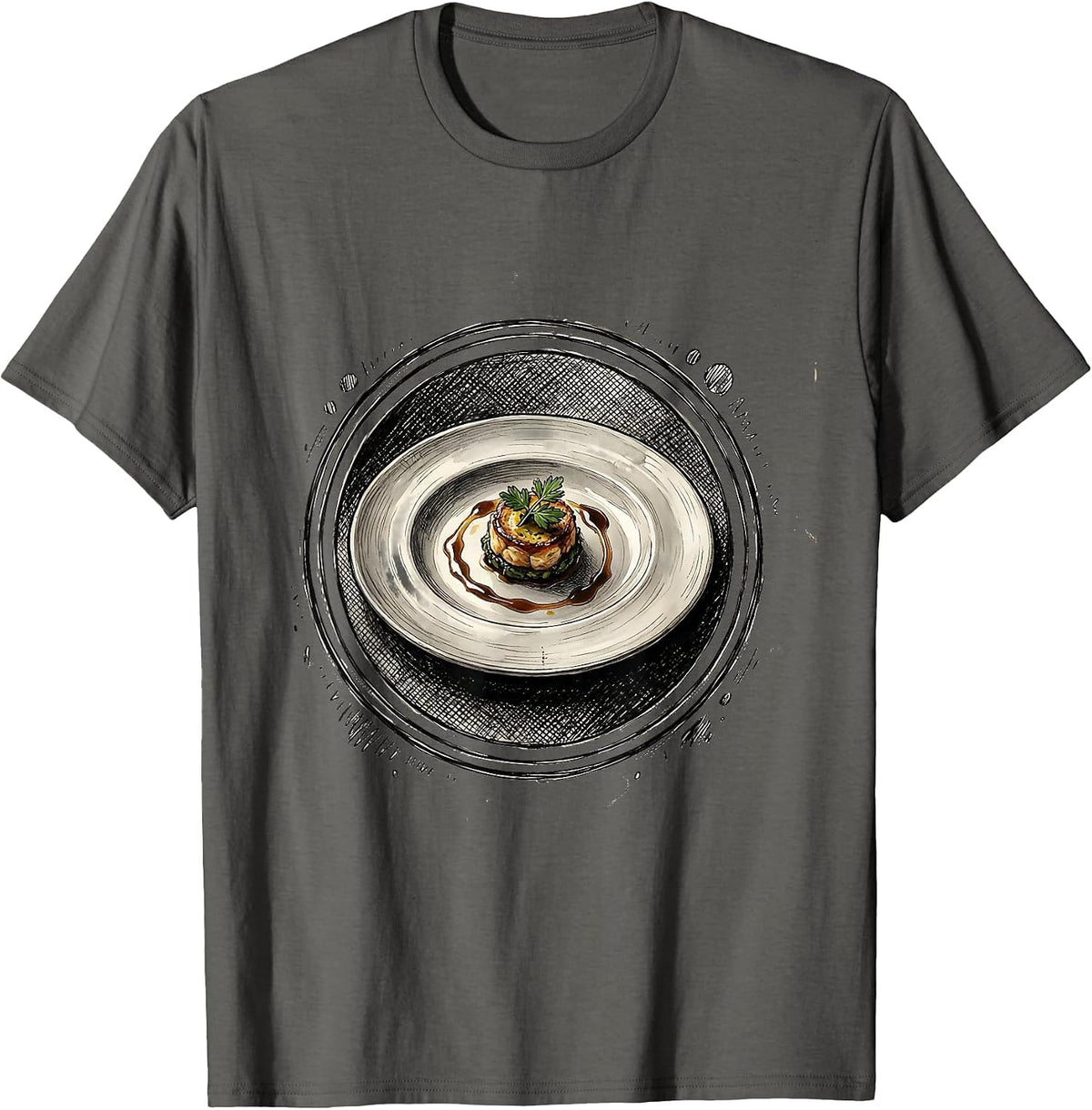 Men's Perfectly Plated Dish Chef Art Design T-Shirt - Asphalt Grey
