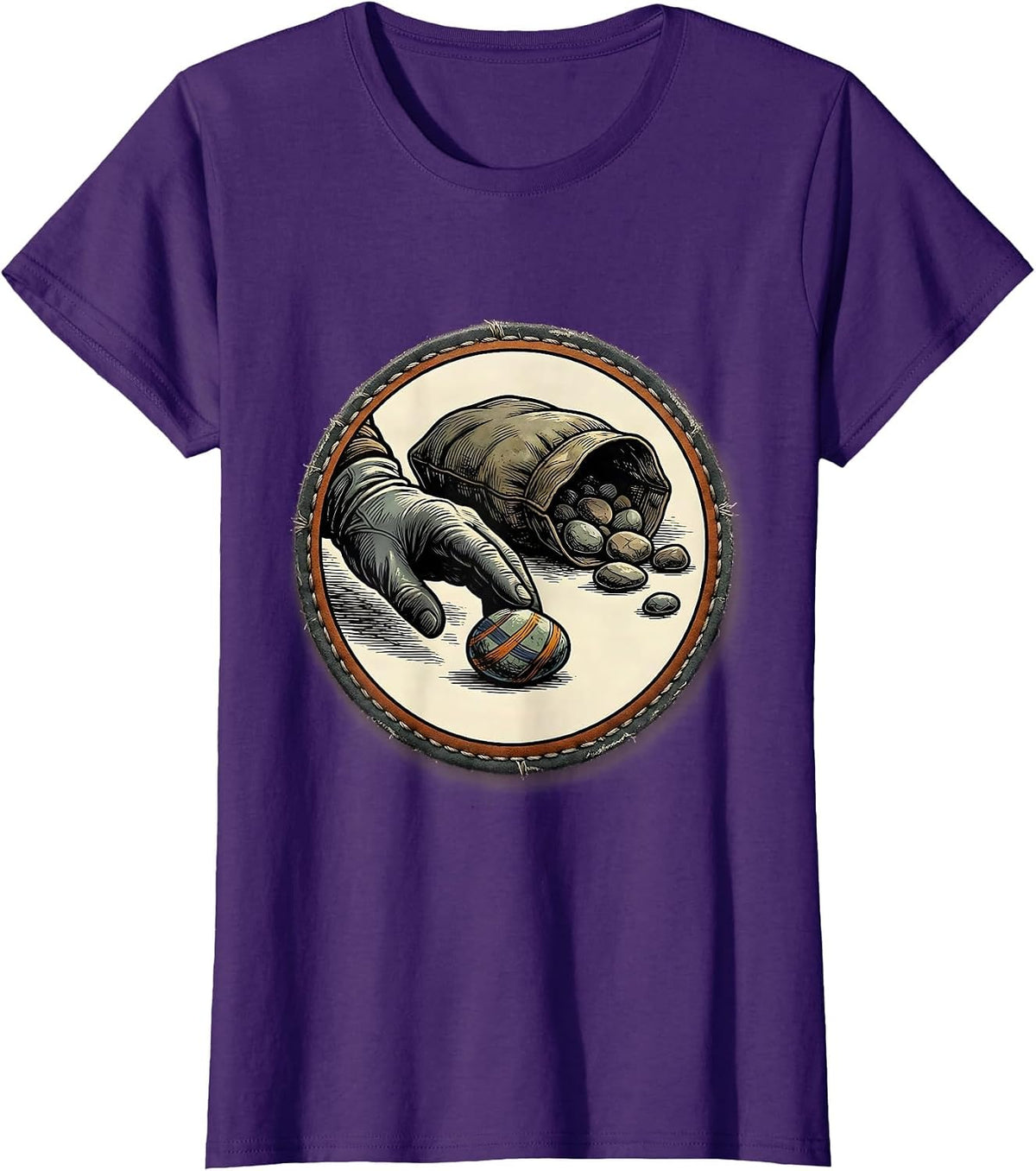 Women's Sealed Badge Gloved Hand Rock Collector Geology Humor T-Shirt - Purple