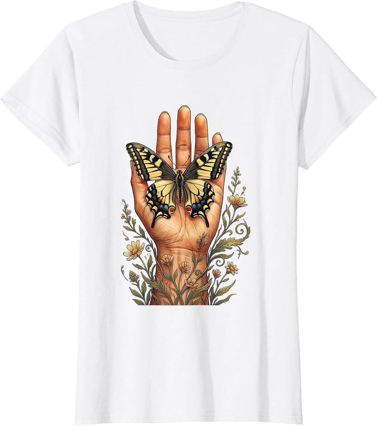 Suicide Awareness Open Hand Butterfly Design T-Shirt - White