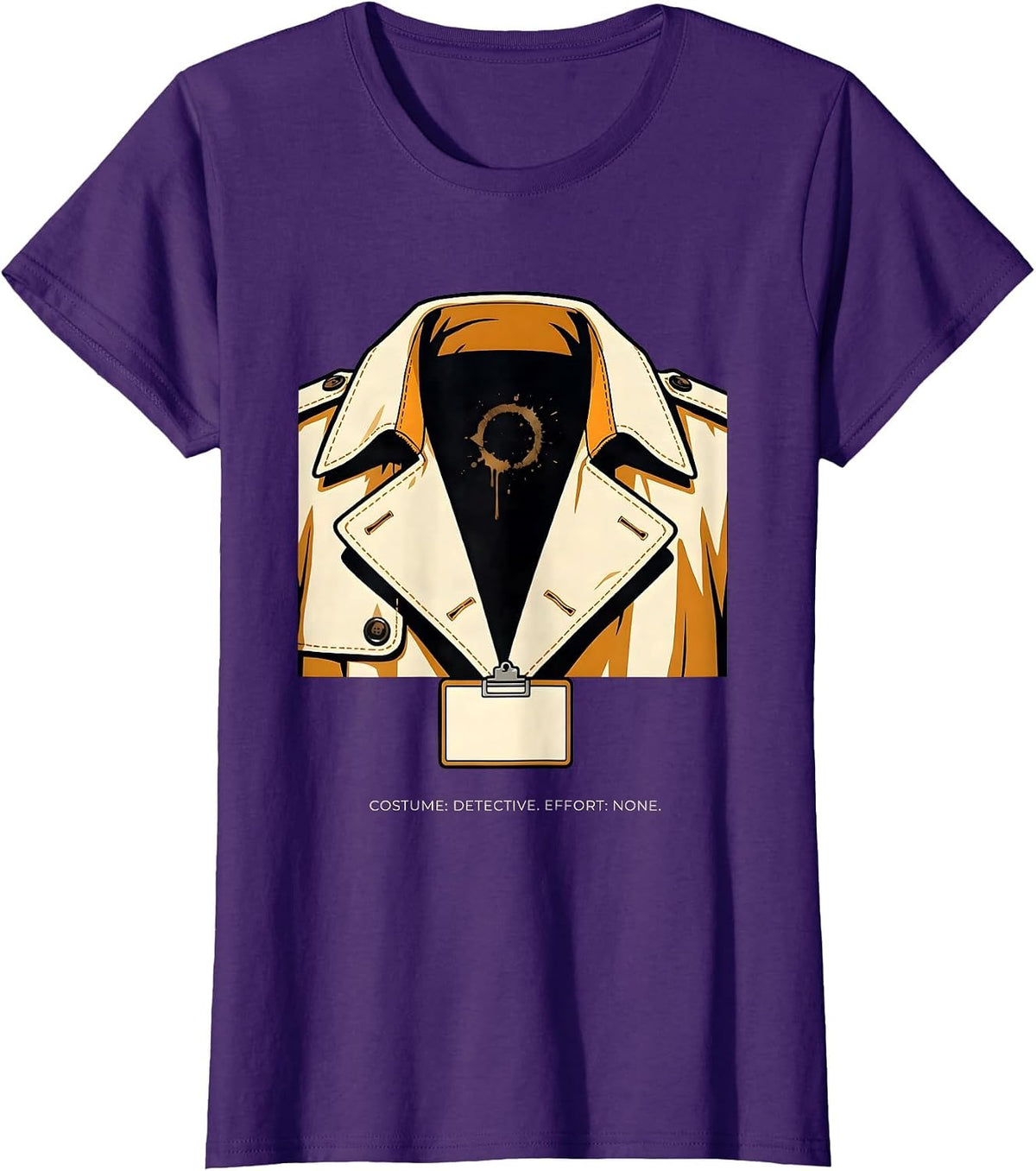 Women's Costume: Detective Effort None True Crime Couch Division T-Shirt - Purple
