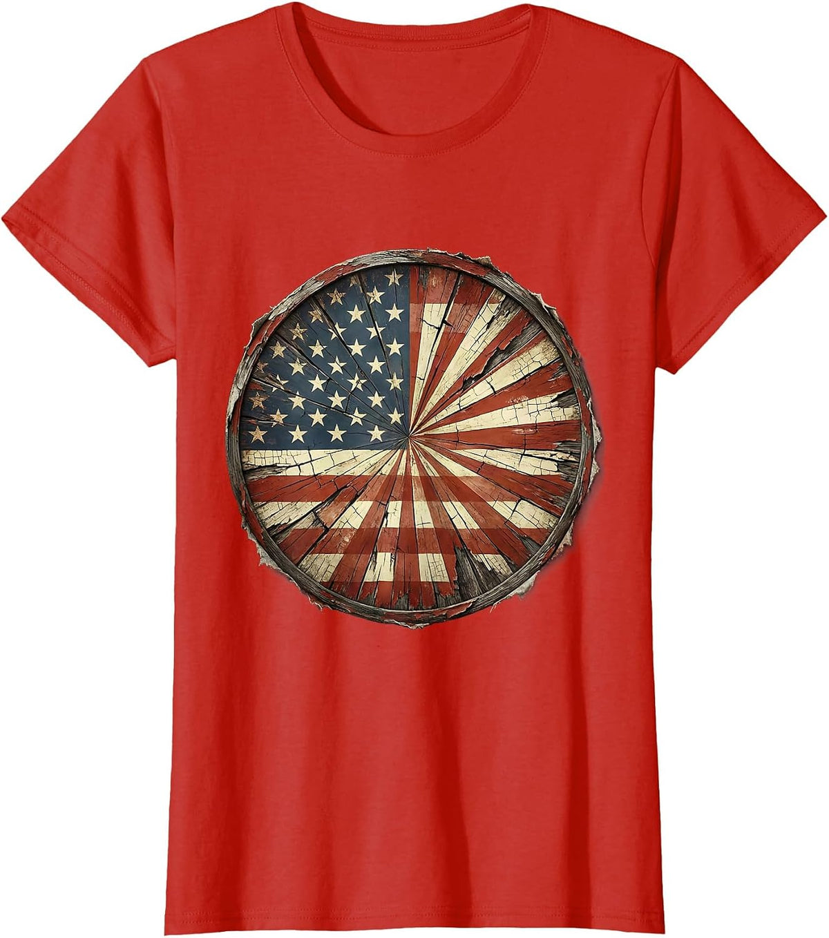 Red White and Blue Bold Sunburst Graphic T-Shirt - Red