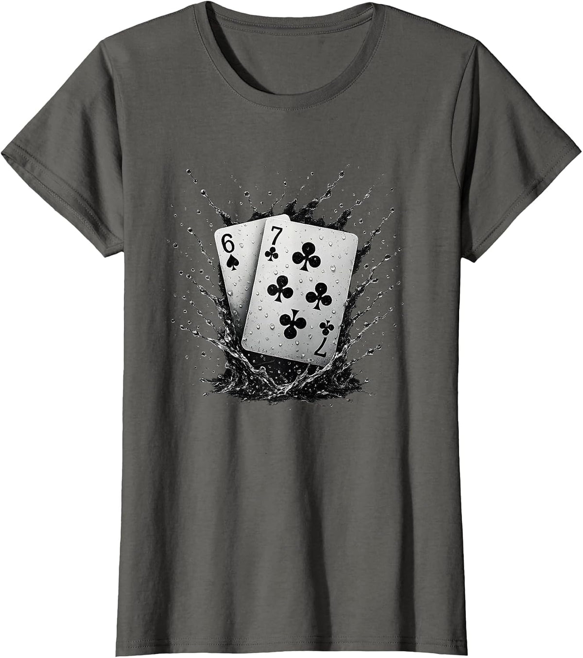 67 Playing Cards Six Seven Meme Card Game Poker Casino Fans T-Shirt - Asphalt Grey