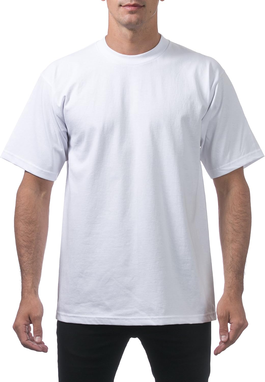 Pro Club Men's Heavyweight Cotton Short Sleeve Crew Neck T-Shirt - White