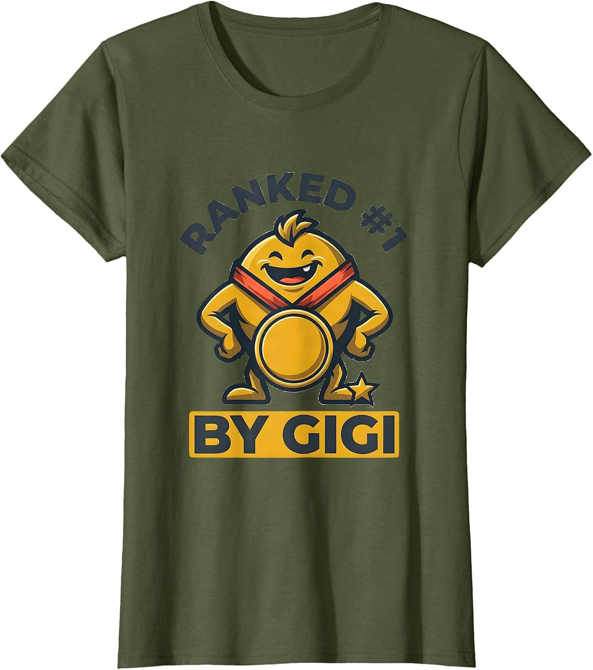Women's Ranked #1 By Gigi Funny Grandma's Favorite Grandchild Family T-Shirt - Olive Green