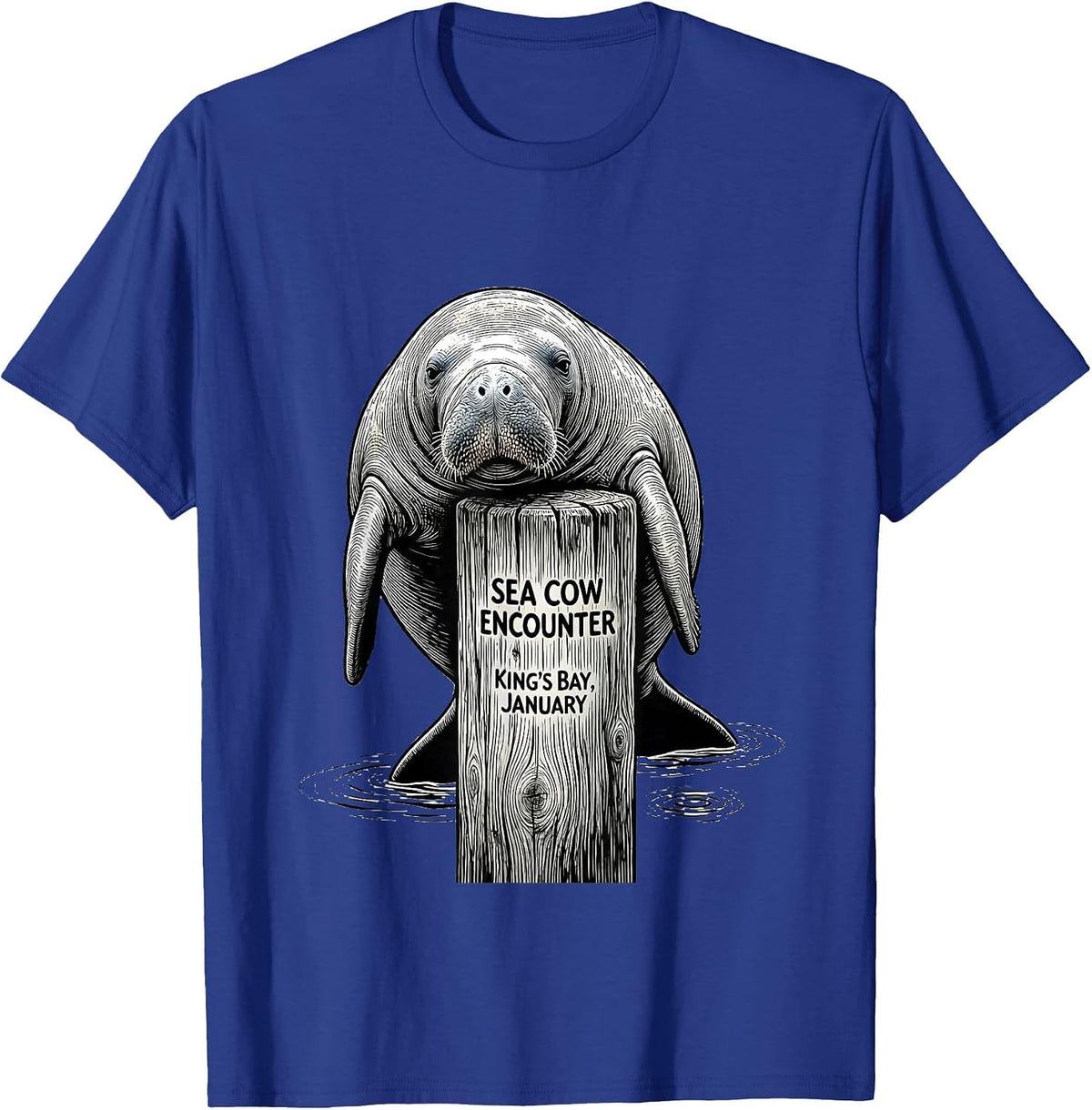 Men's Sea Cow Encounter, King's Bay, January Manatee Lover Crystal T-Shirt - Royal Blue
