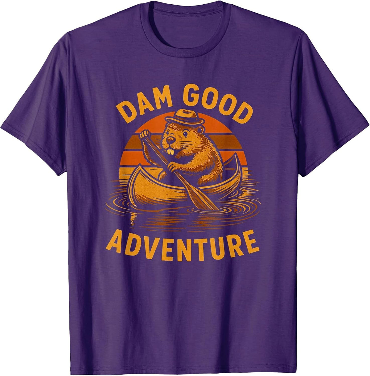 Beaver in Canoe Adventure, Funny Canoeing Outdoor T-Shirt - Purple