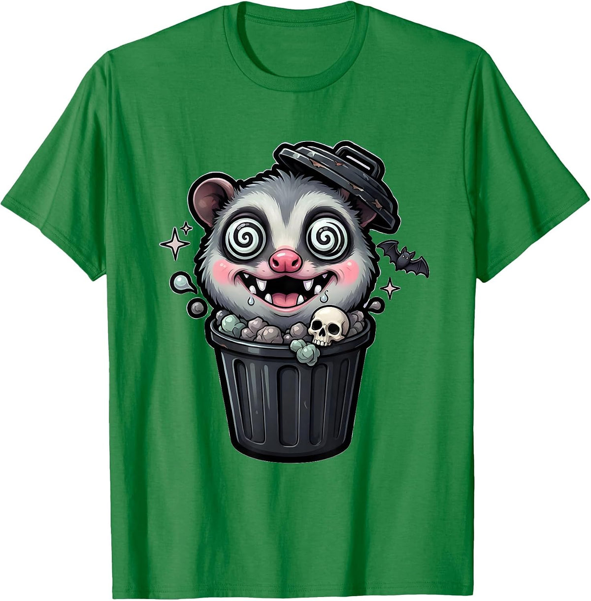 Men's Wild-Eyed Opossum Foaming in Trash Can Graphic T-Shirt - Kelly Green