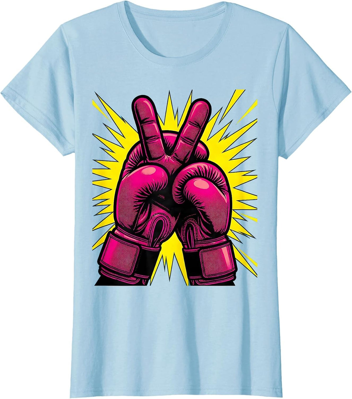 Women's Do It Lady Boxer Victory Gloves Illustration T-Shirt - Baby Blue