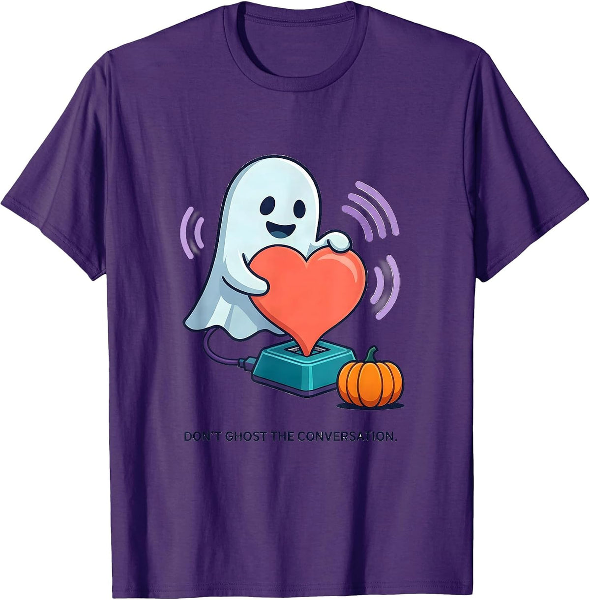 Men's Don't Ghost the Conversation Halloween Mental Health T-Shirt - Purple