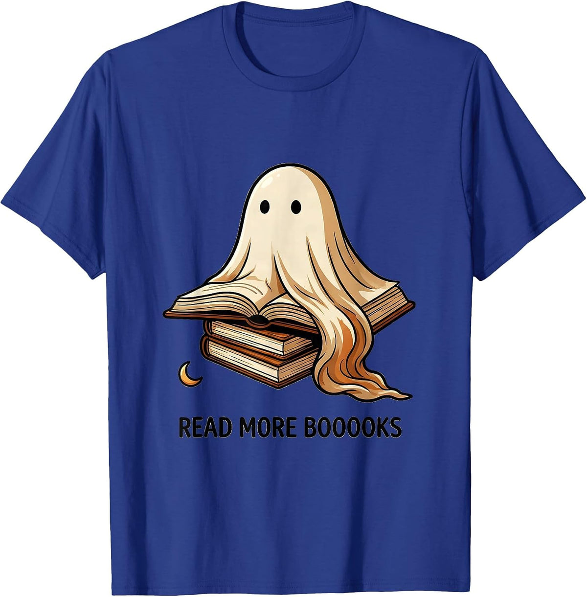 Read More Booooks Whimsical Halloween Ghost Book Lover T-Shirt - Royal Blue