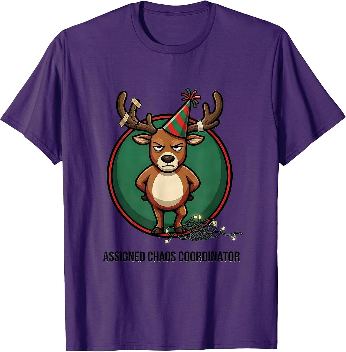 Men's Assigned Chaos Coordinator Funny Christmas Group Humor T-Shirt - Purple