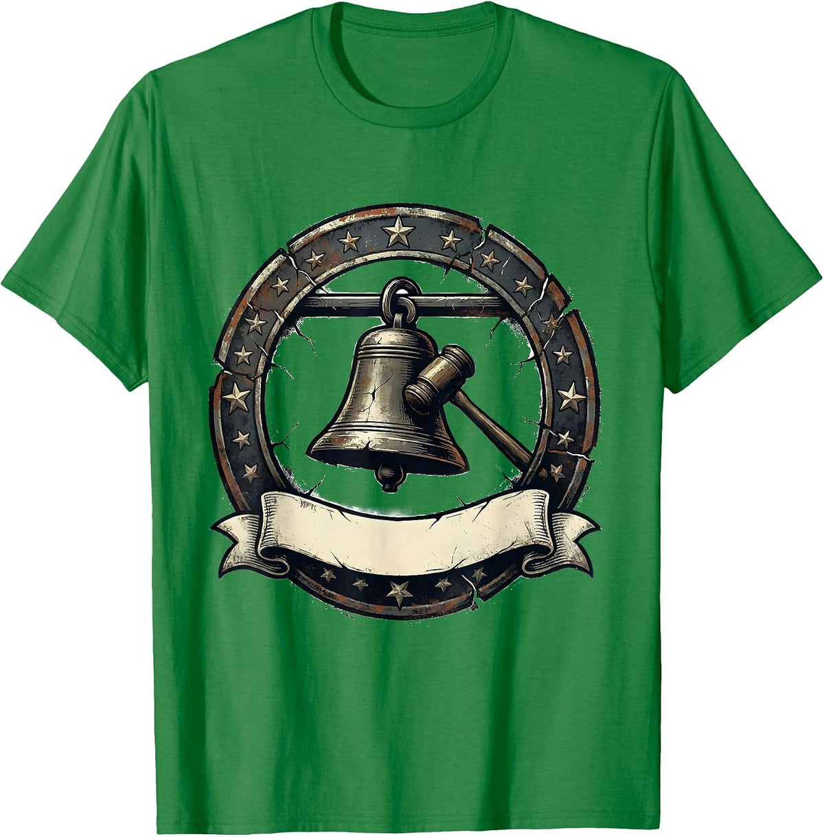 Men's Distressed Cowbell Badge Funny Drummer Humor T-Shirt - Kelly Green