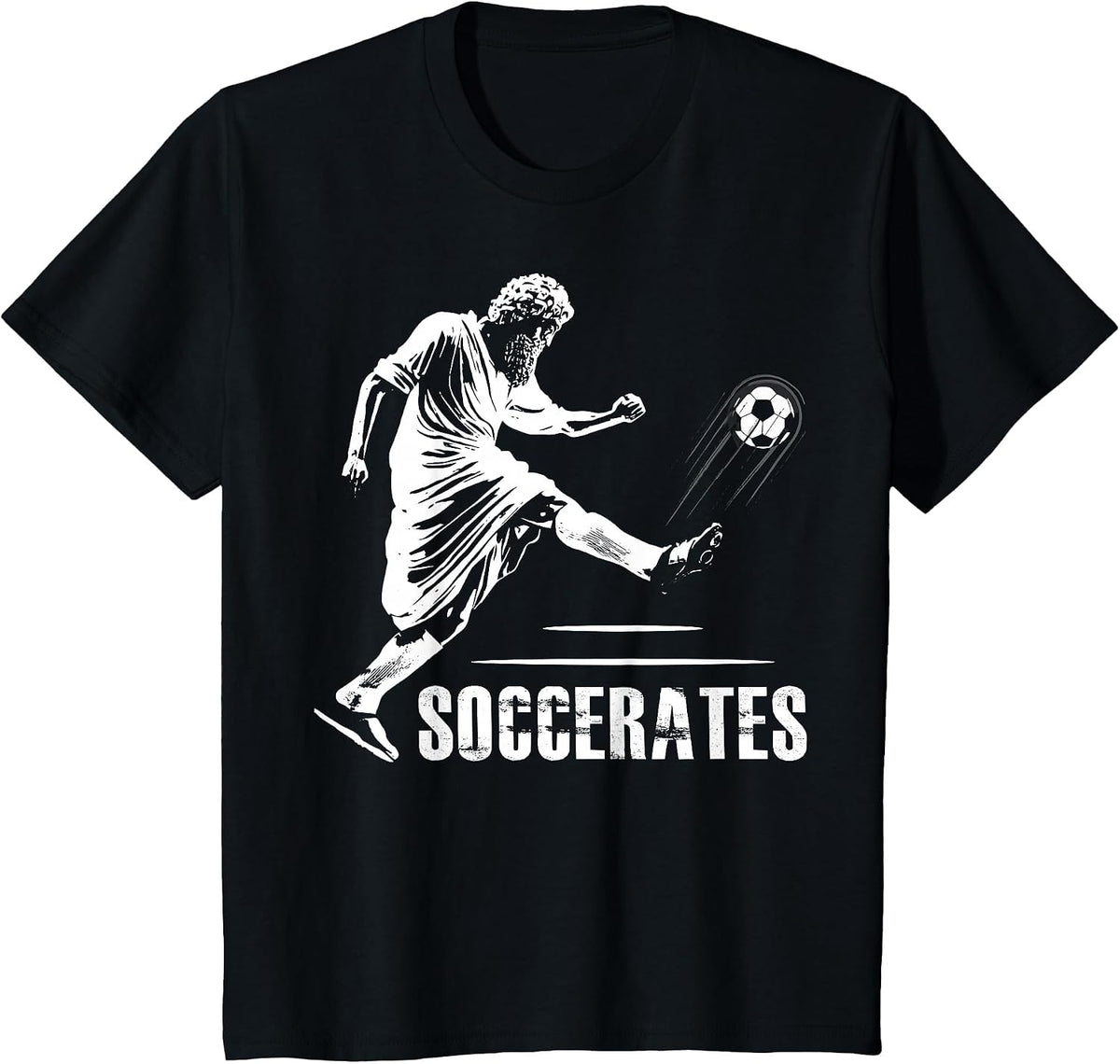 Soccerates Funny Philosophy Theory Soccer Socrates Greek T-Shirt - Black