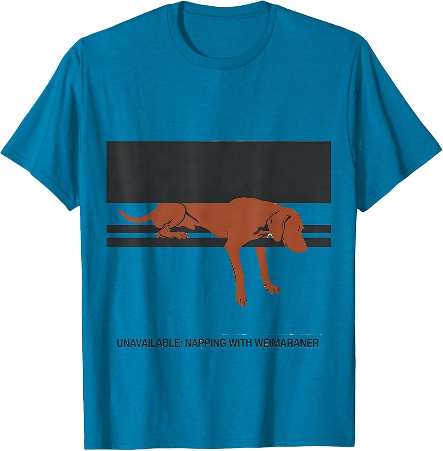 Napping With Weimaraner Minimalist Dog Breed Sleepshirt T-Shirt - Sapphire Blue