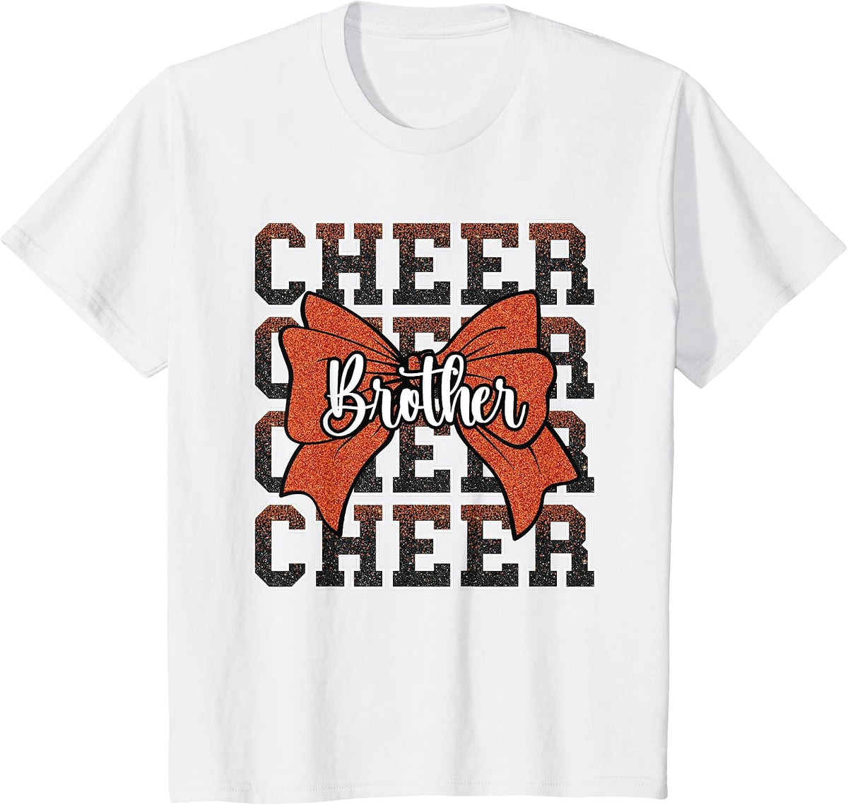 Cheer Brother Bow Sport Cheerleader Cheerleading Orange T-Shirt - White