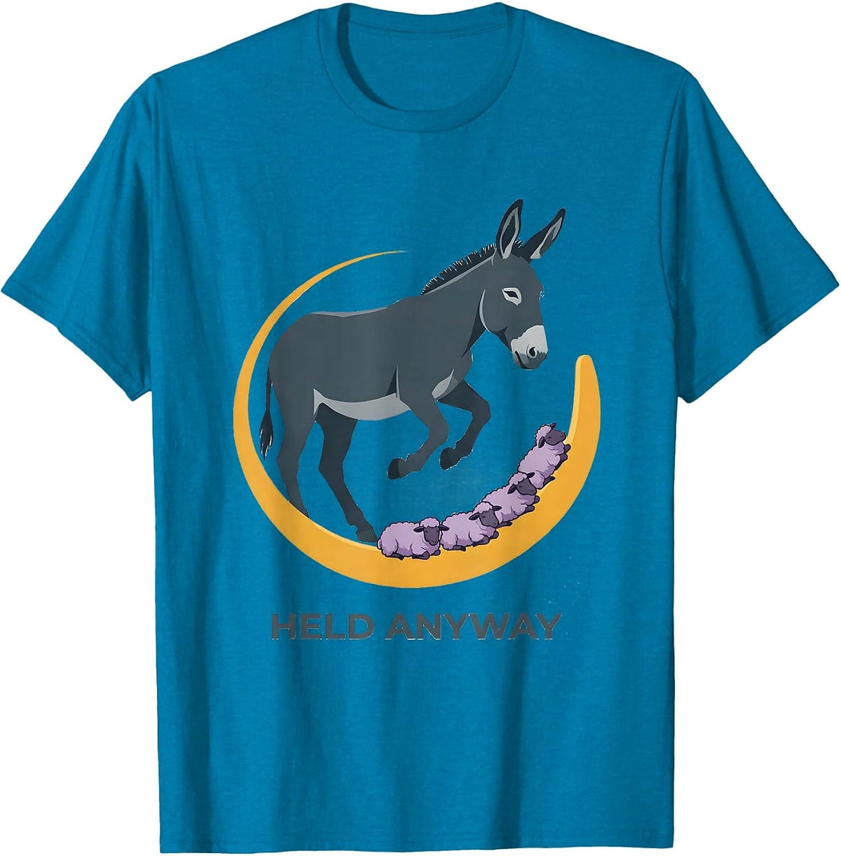 Held Anyway Flat Vector Christian Faith Psalm 23 Lost Sheep T-Shirt - Sapphire Blue