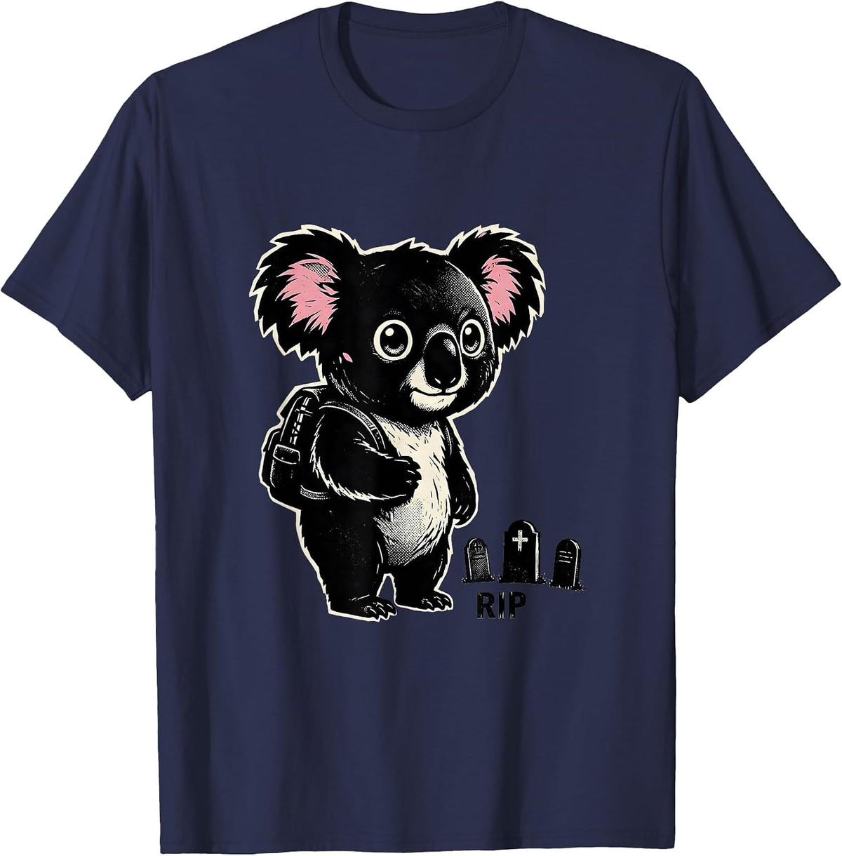 RIP Chibi Koala Anime Pastel Goth Kawaii Horror T-Shirt - Navy Blue