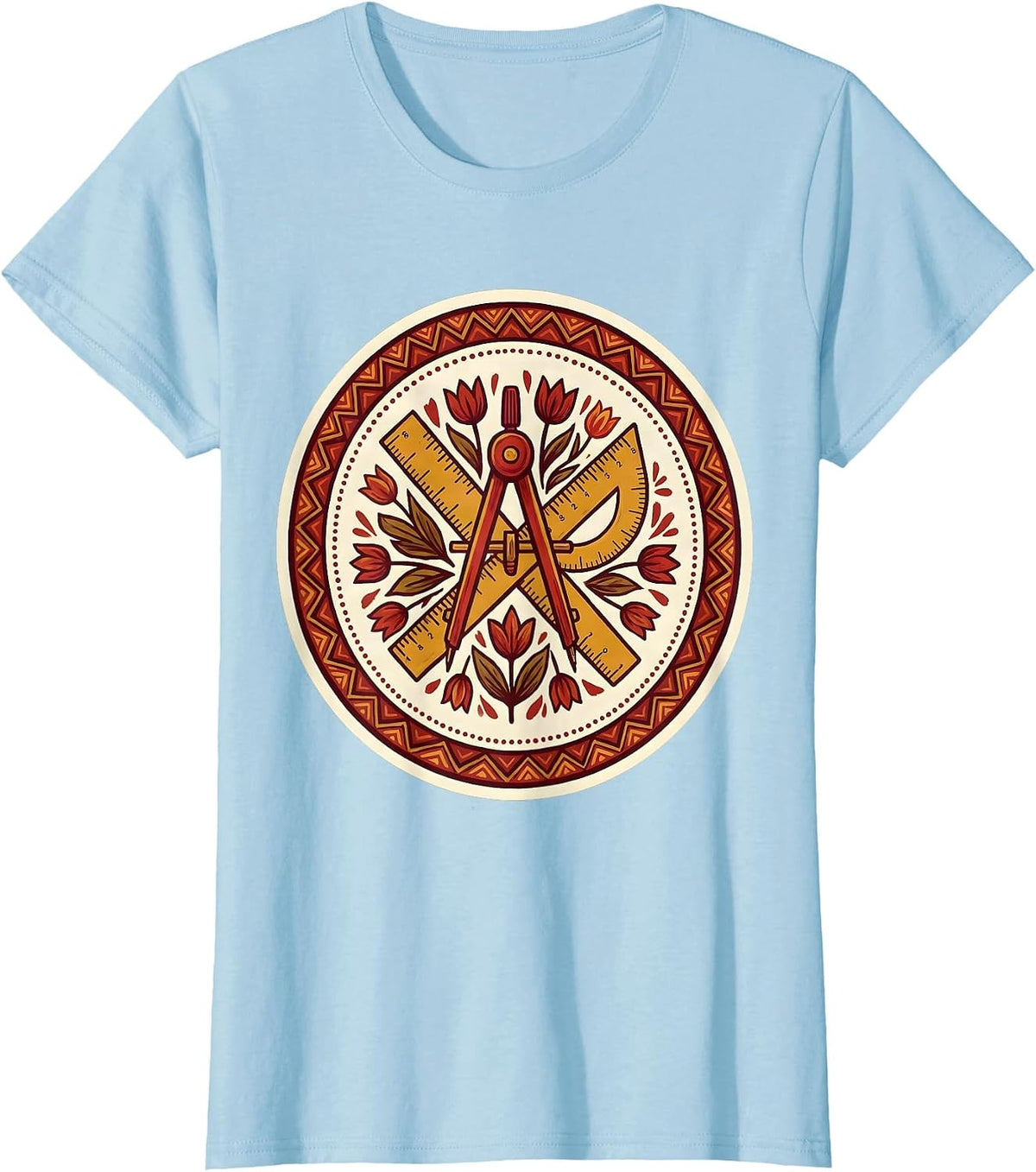 Women's Art Teacher Geometric Tools Illustration T-Shirt - Baby Blue