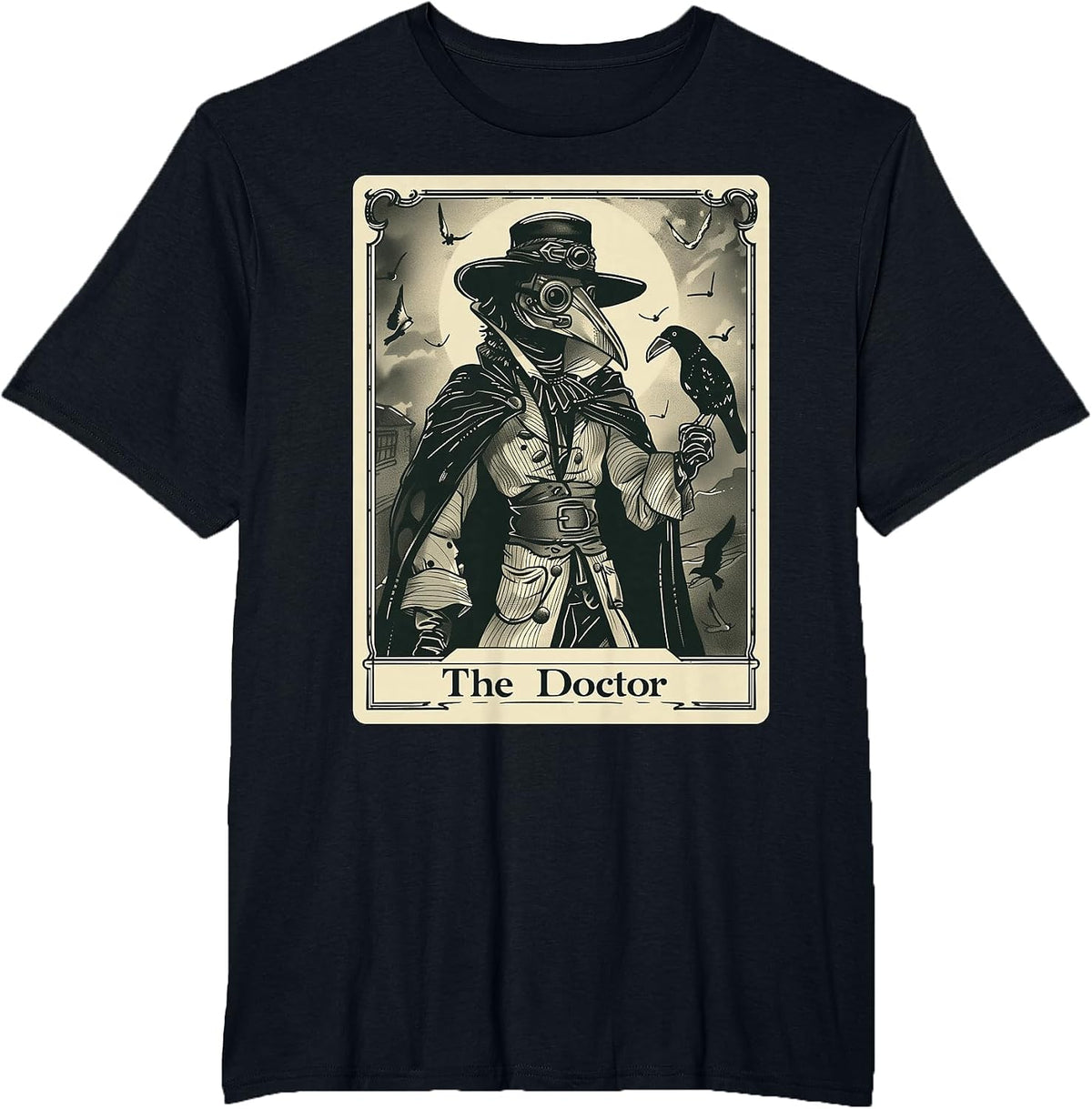 Plague Doctor Tarot Card Gothic T-Shirt - Black